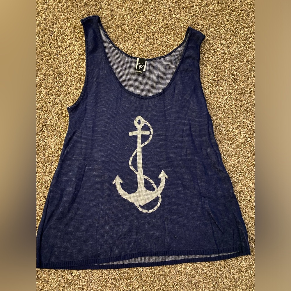 Navy Anchor Tank Top